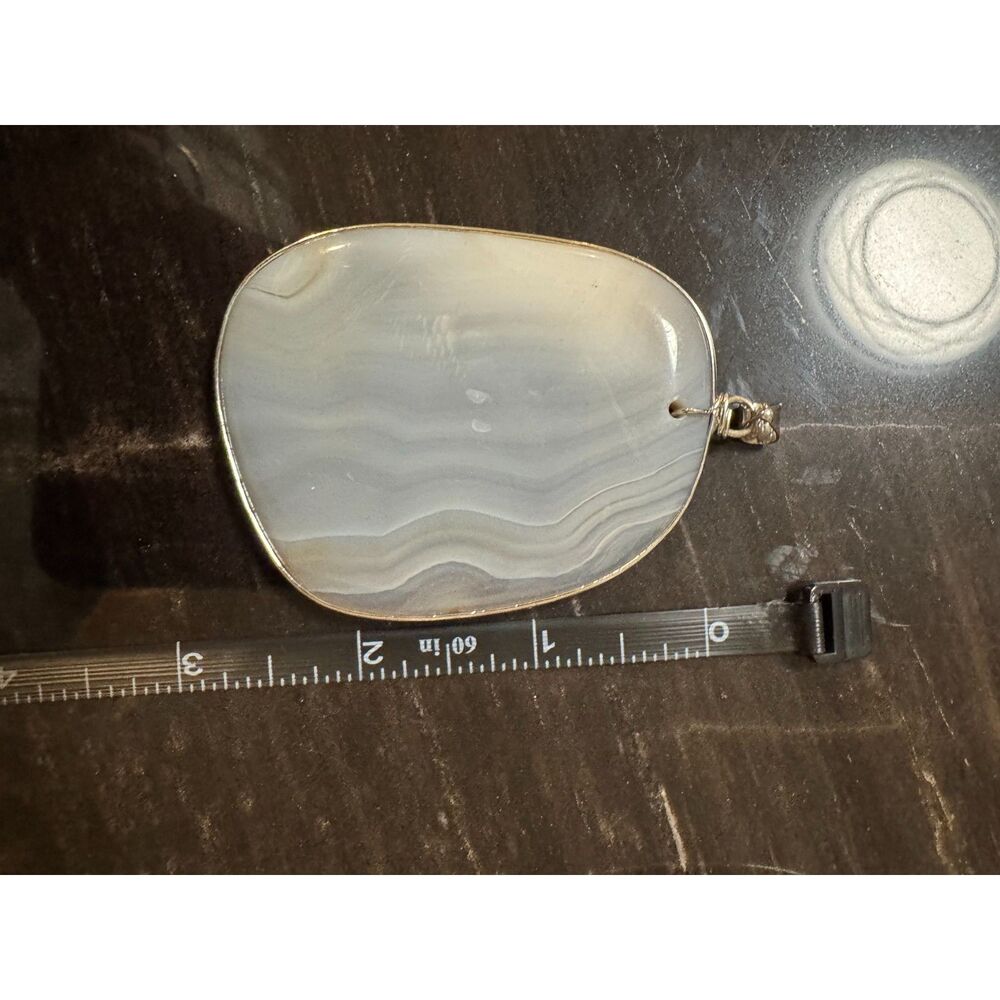 Vintage Large Banded Agate Pendant – Boho Wire Wrapped Statement Slice